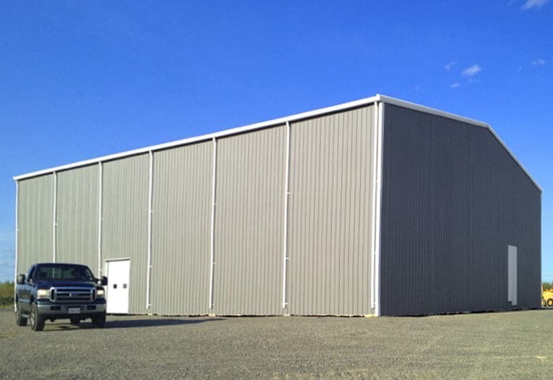 Exterior of a prefab steel agricultural cannabis grow-ops building system