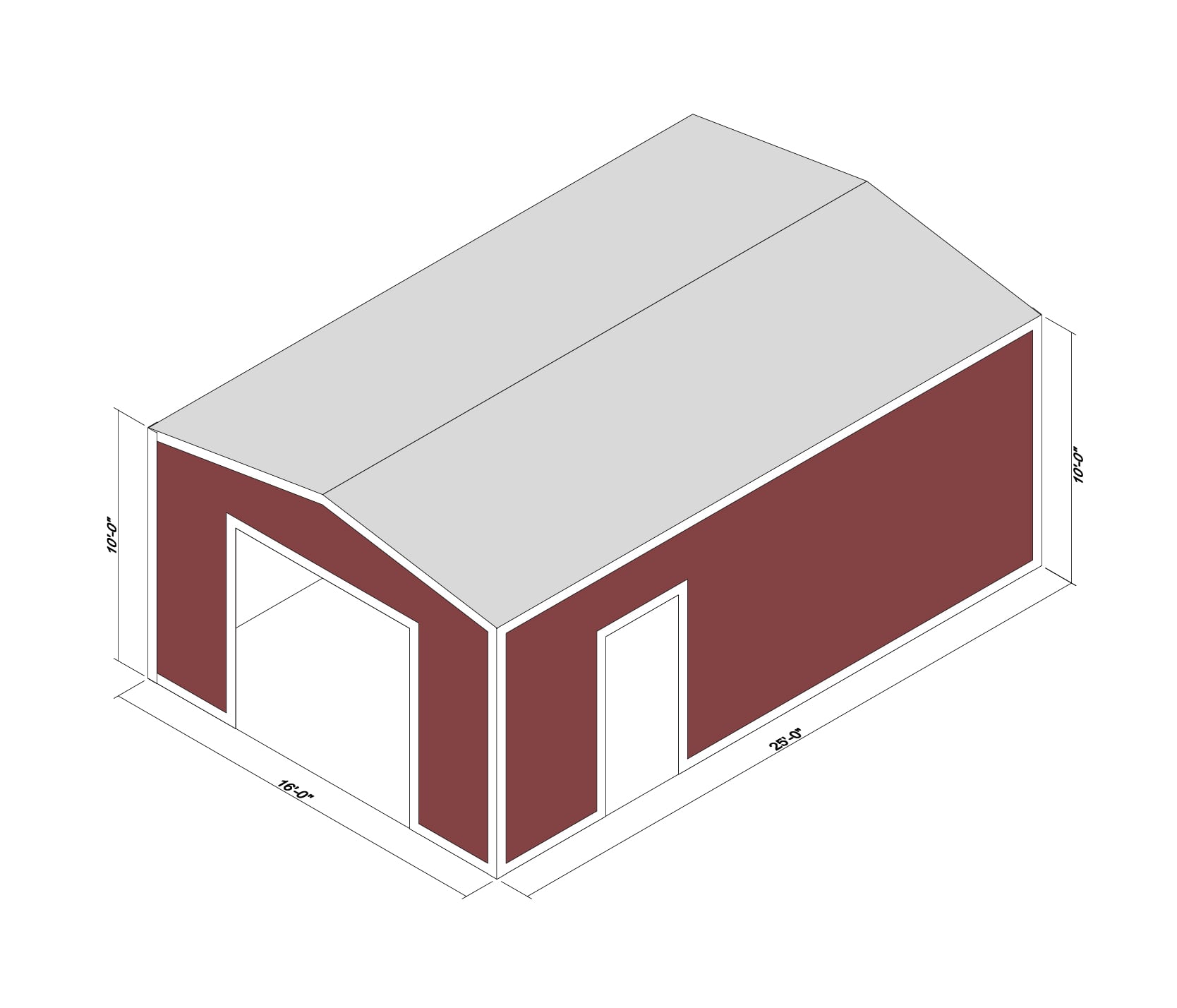 16x25x10 Prefab Steel Building Kit