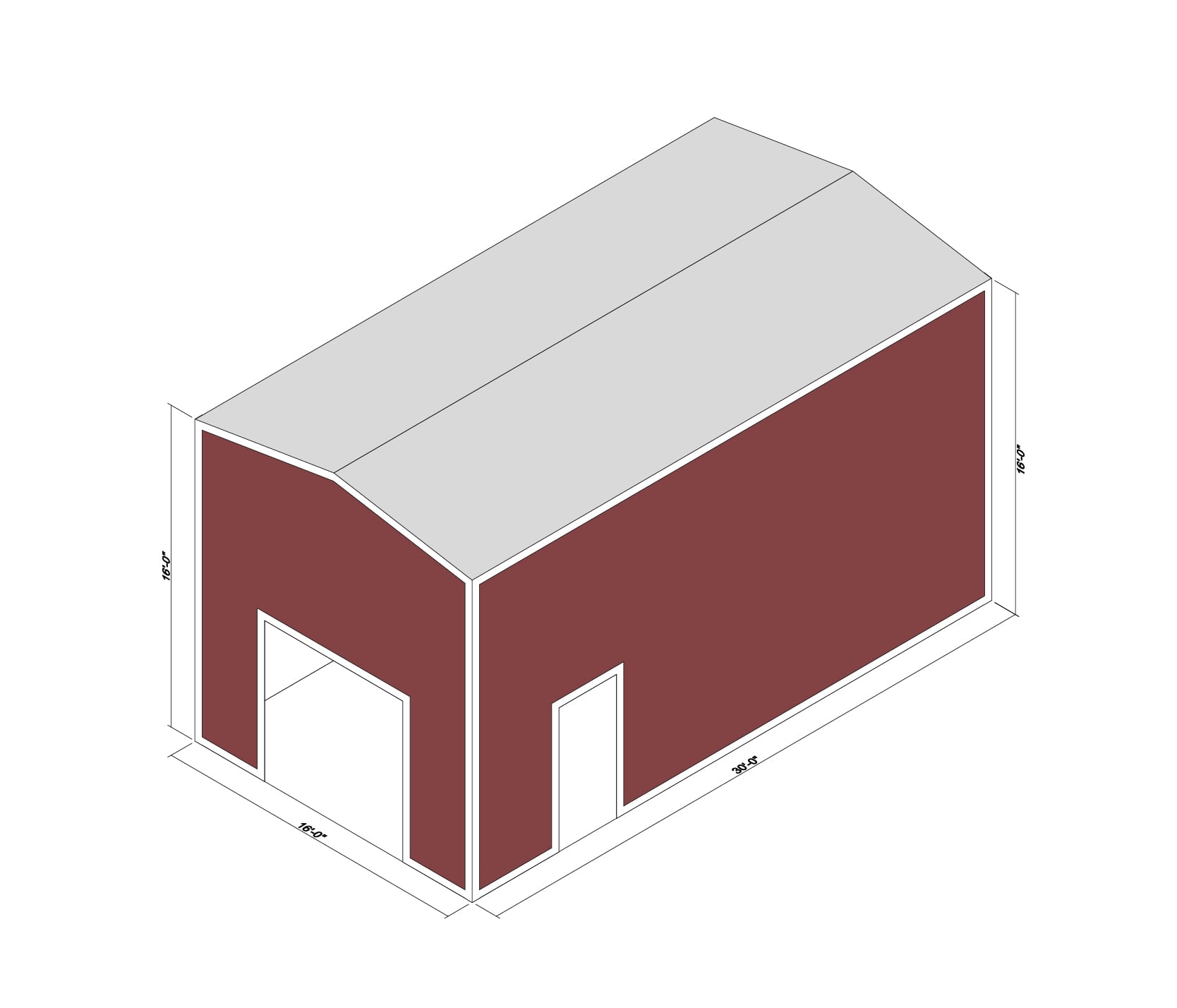 16x30x16 Prefab Steel Building Kit