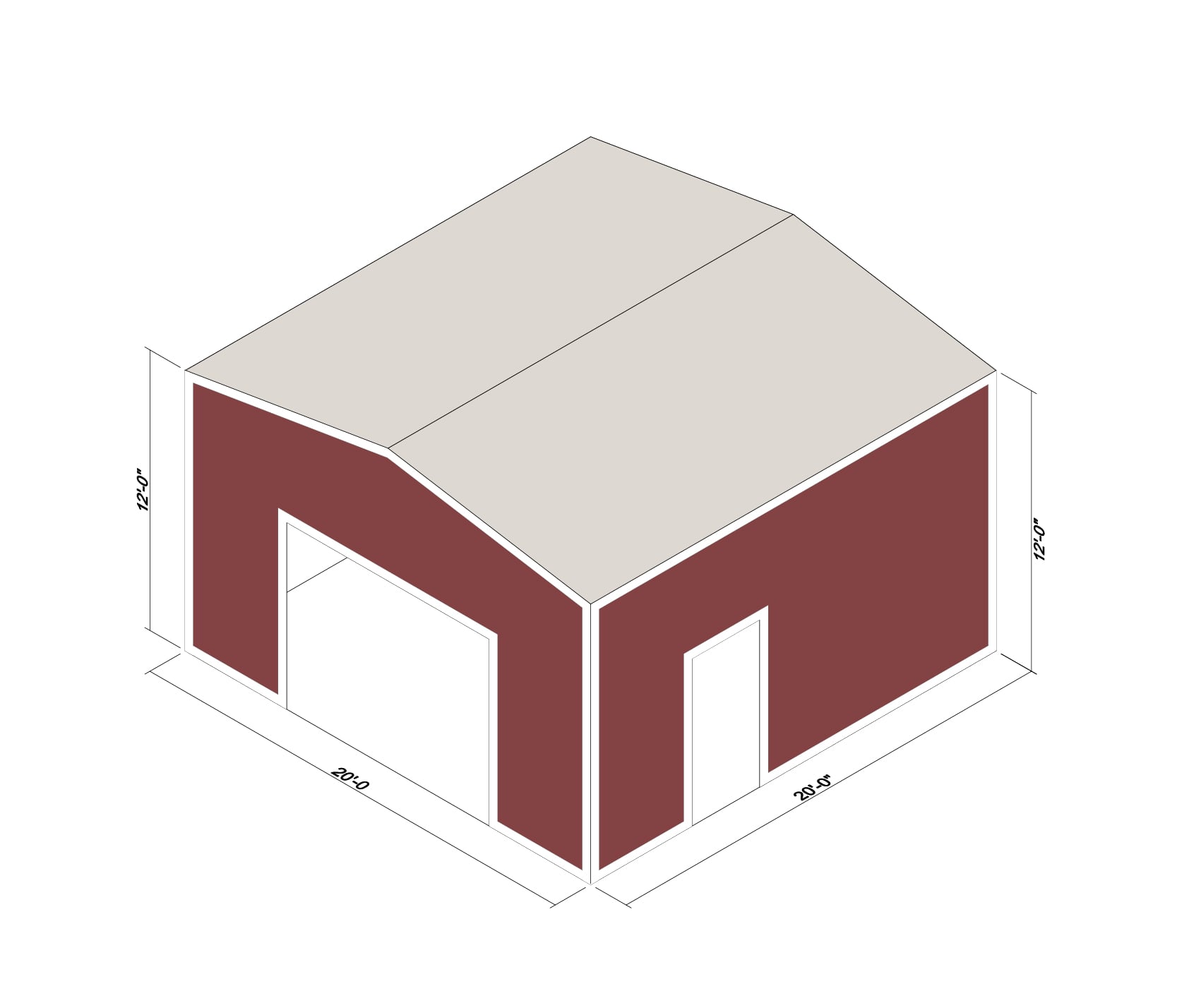 20x20x12 Prefab Steel Building Kit