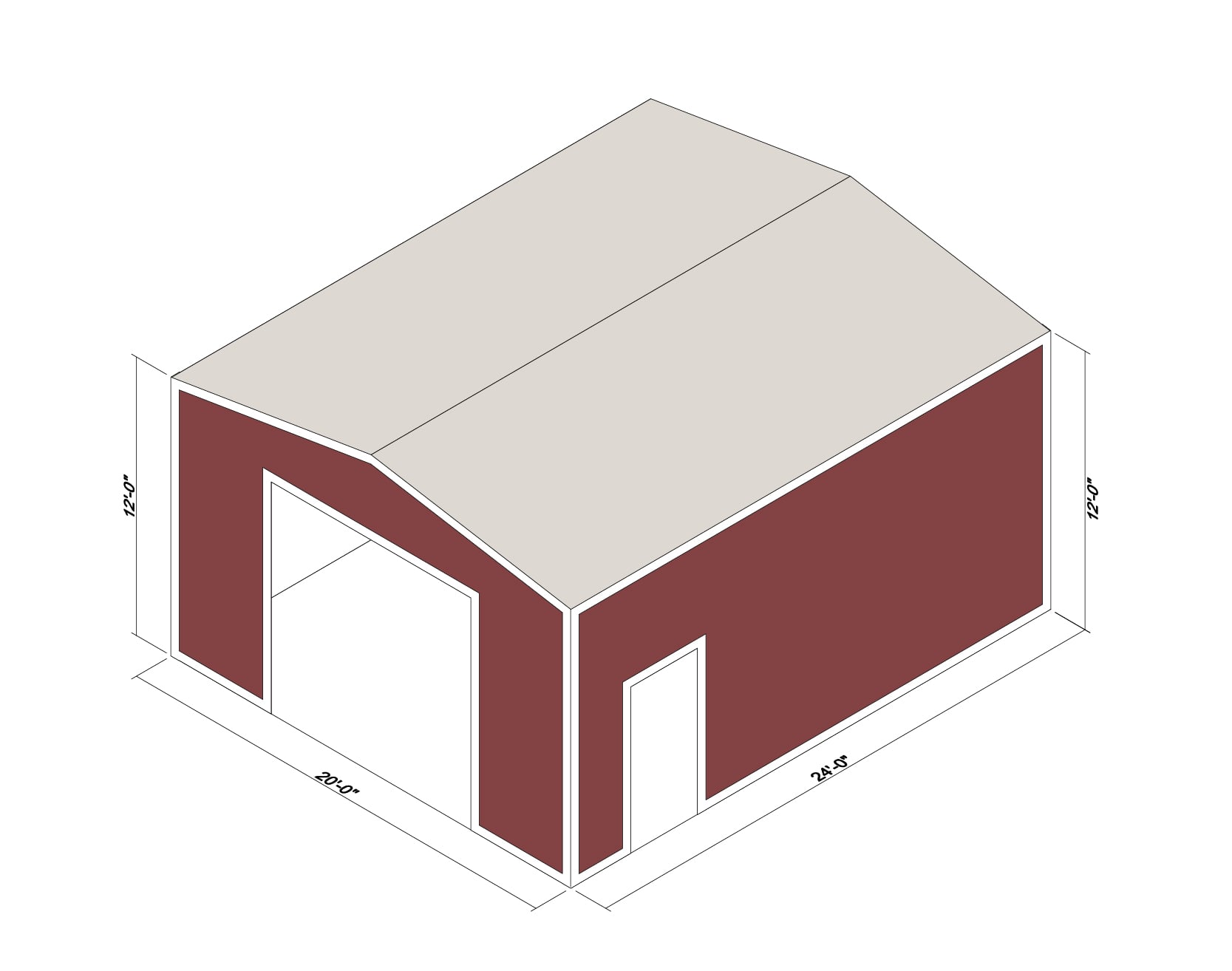 20x24x12 Prefab Steel Building Kit