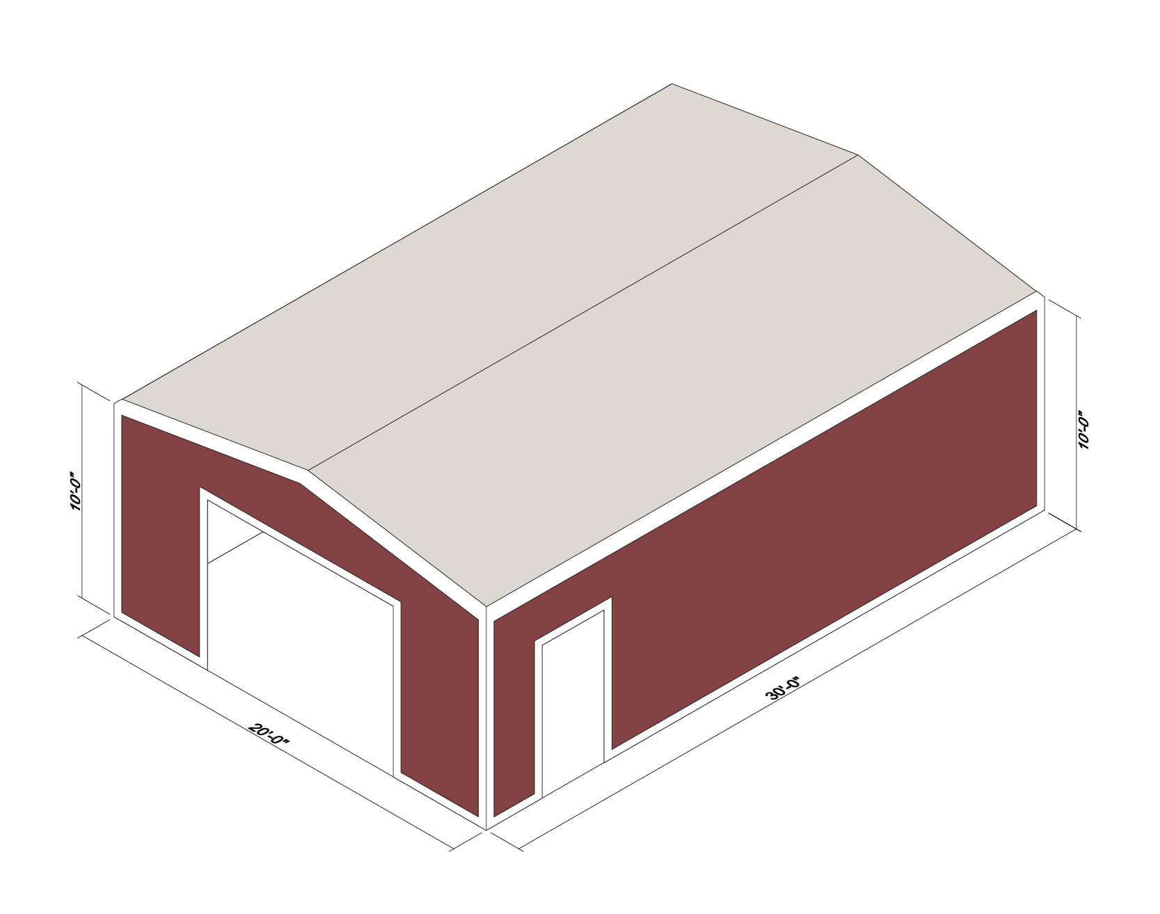 20x30x10 Prefab Steel Building Kit