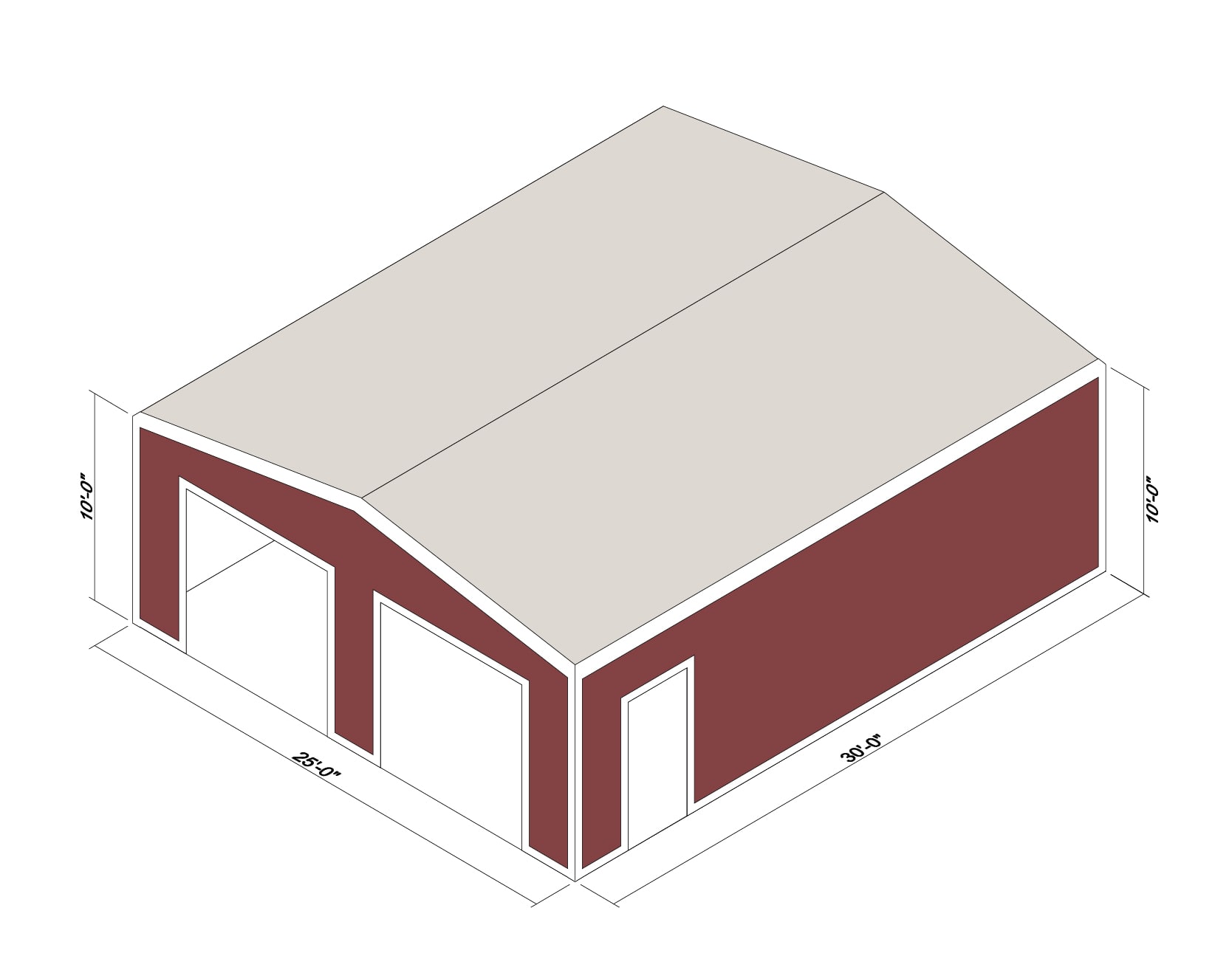 25x30x10 Prefab Steel Building Kit