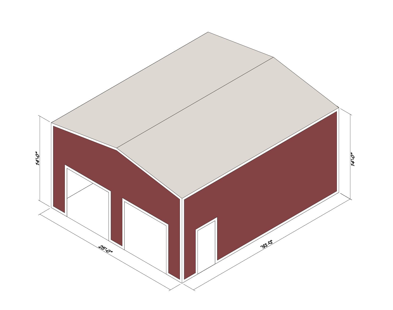 25x30x14 Prefab Steel Building Kit