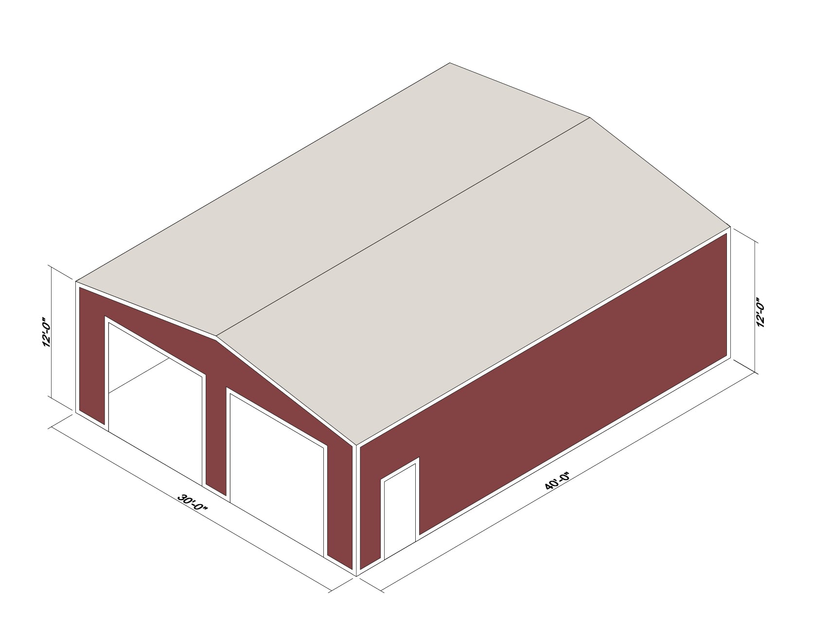30x40x12 Prefab Steel Building Kit