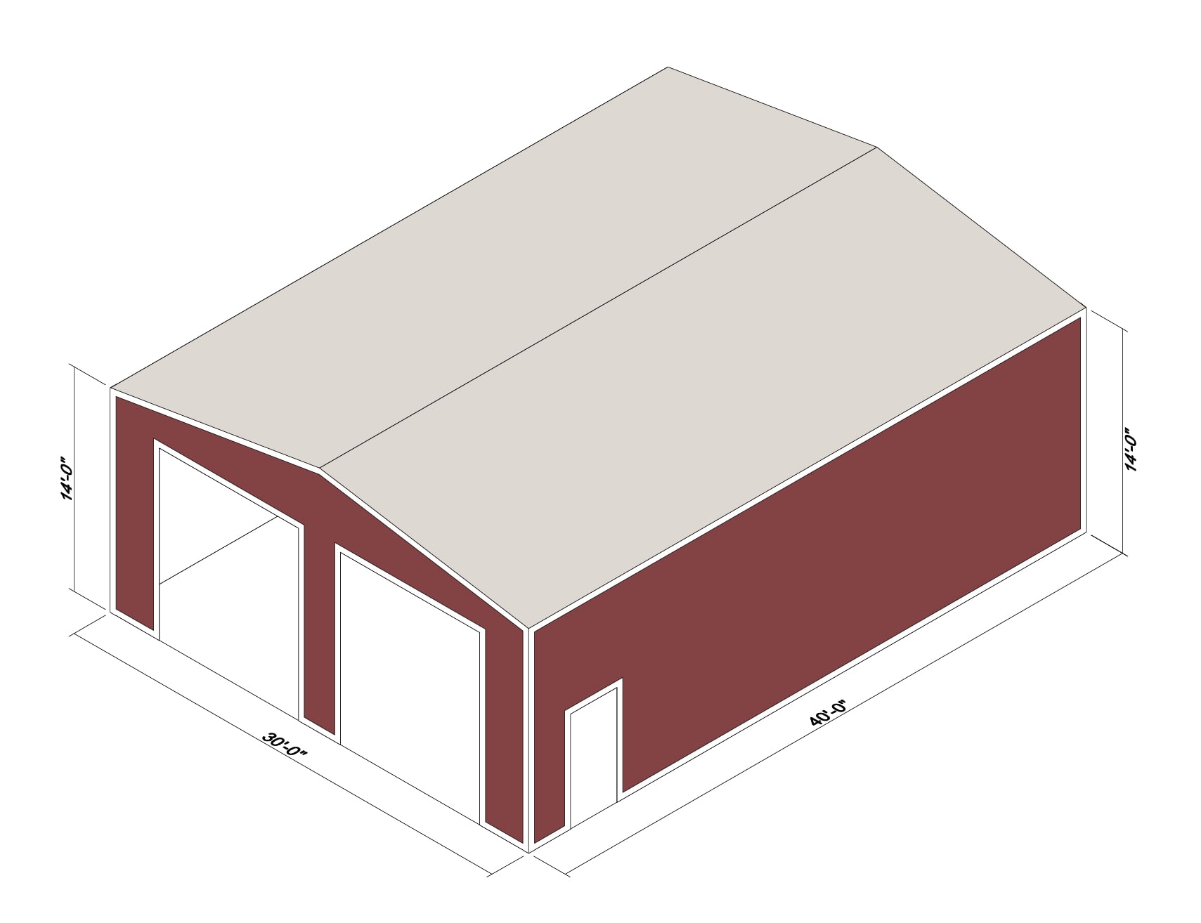 30x40x14 Prefab Steel Building Kit