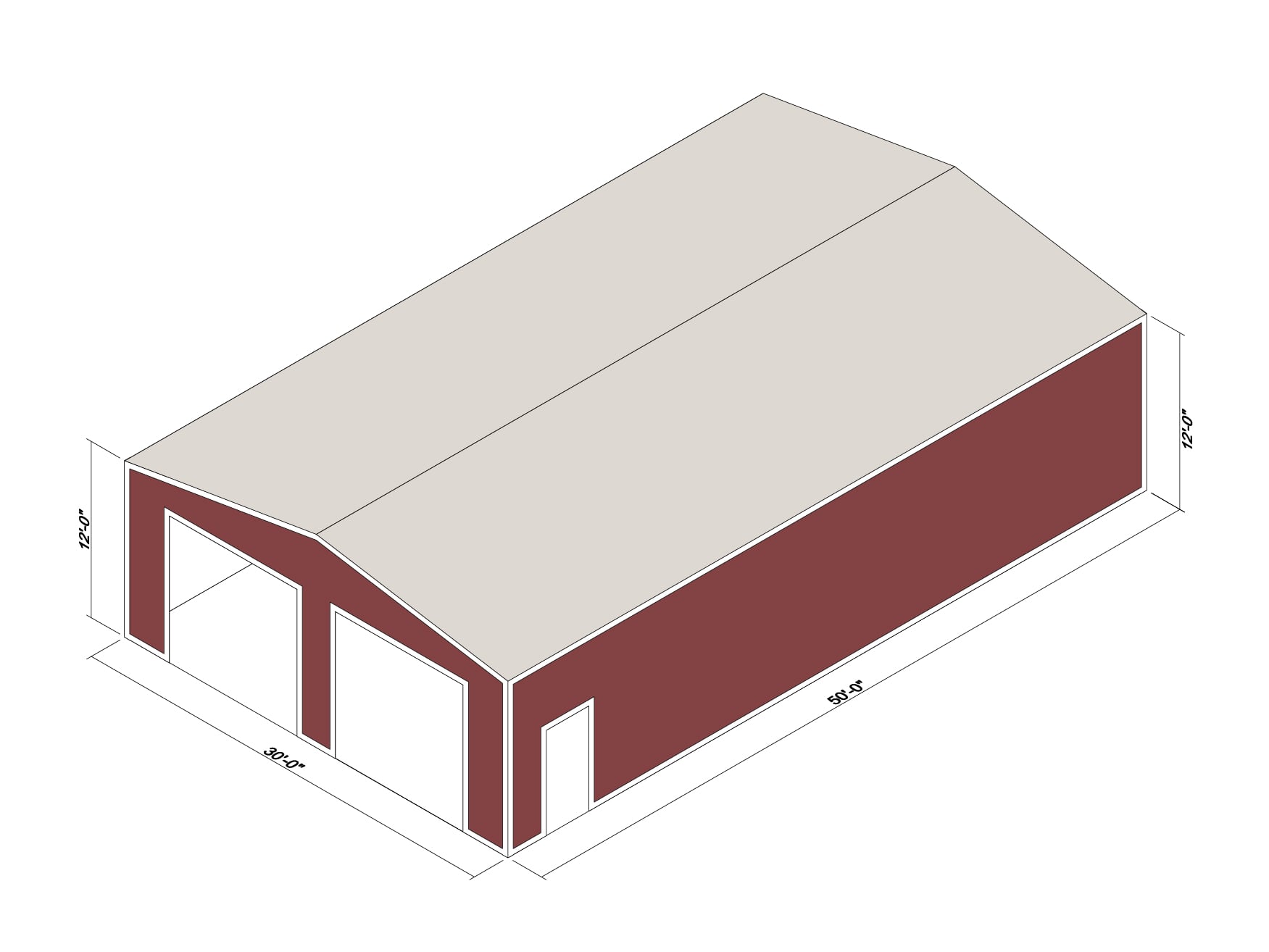 30x50x12 Prefab Steel Building Kit
