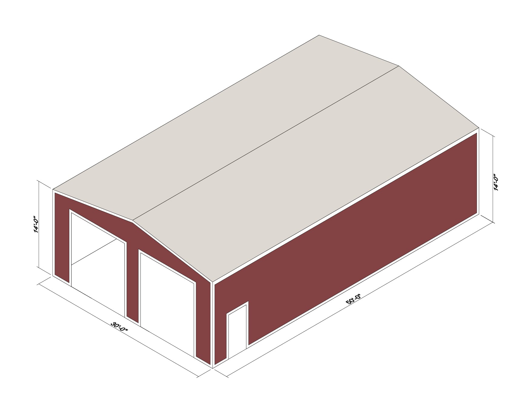 30x50x14 Prefab Steel Building Kit